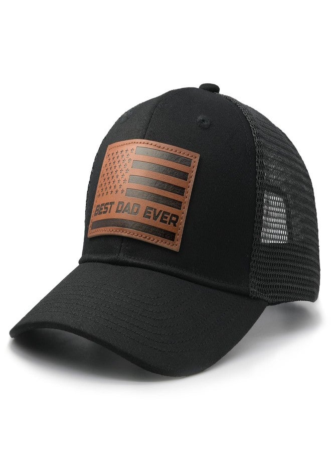 HAFOUXIGM Best Dad Ever Trucker Hat, Adjustable Mesh Snapback Father Baseball Caps for Men, Birthday Gifts for Dad Husband from Daughter Wife Son Black - Image 2